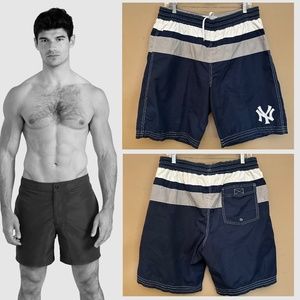 New York Yankees Swim Trunks Large 36-44" waist 9" inseam Gently worn 100% poly
